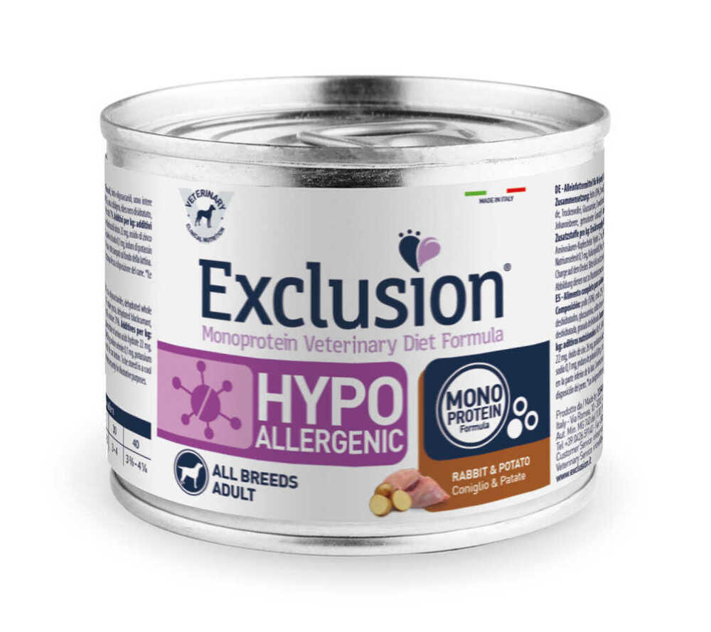 Mokra karma dla psa Exclusion Hypoallergenic dorosłe psy królik i ziemniaki 200g 1