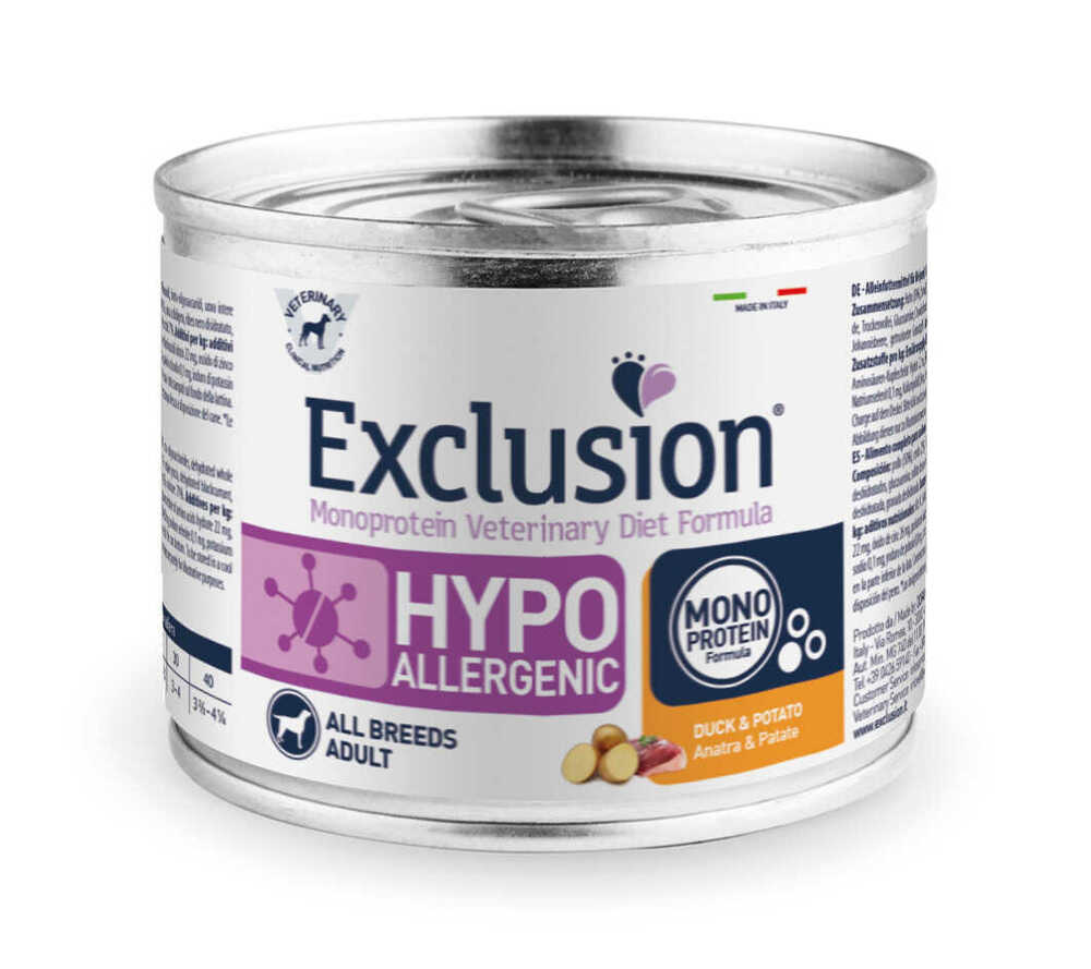 Mokra karma dla psa Exclusion Hypoallergenic dorosłe psy kaczka i ziemniaki 200g 1