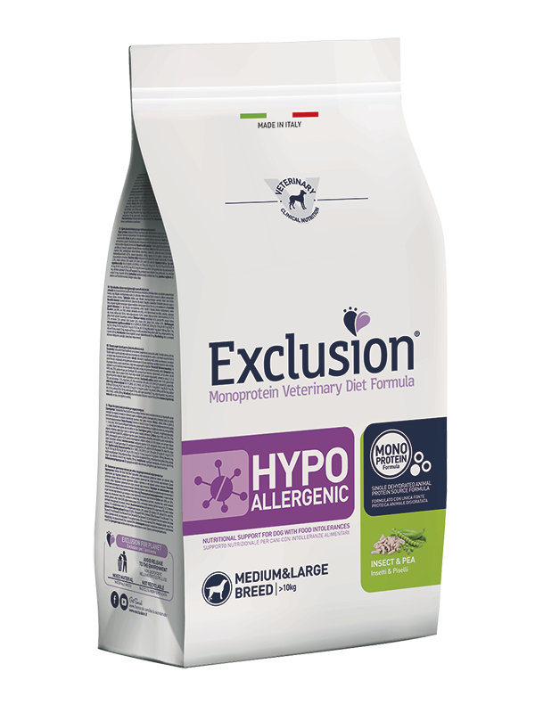 Karma dla psa Exclusion Hypoallergenic średnie/duże rasy owady i groszek 12kg 1