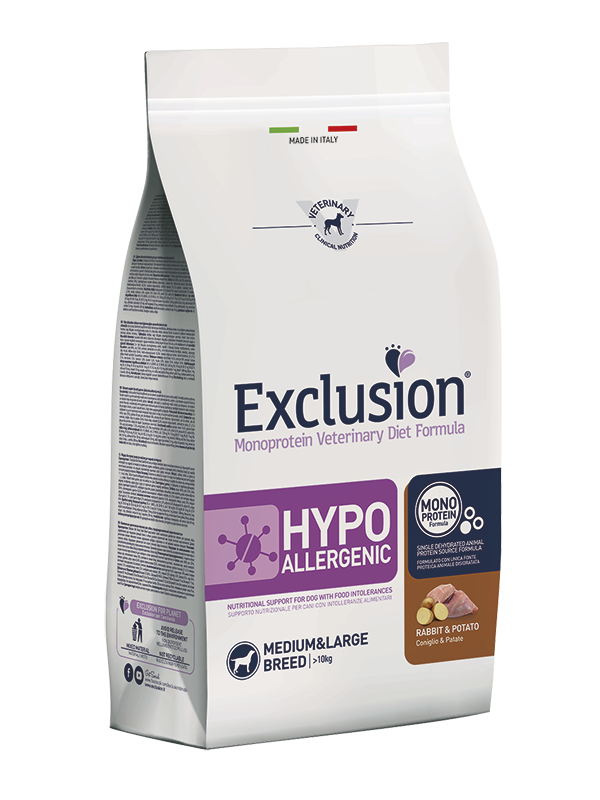 Karma dla psa Exclusion Hypoallergenic średnie/duże rasy psów królik i ziemniaki 2kg 1
