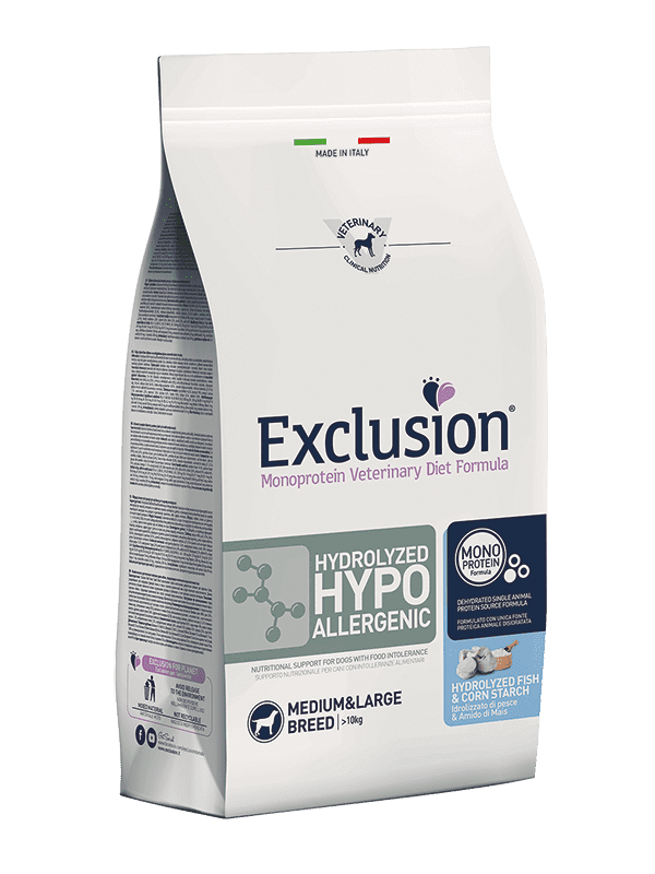 Karma dla psa Exclusion Hydrolyzed Hypoallergenic średnie/duże rasy ryba i skrobia kukurydziana 2kg 1