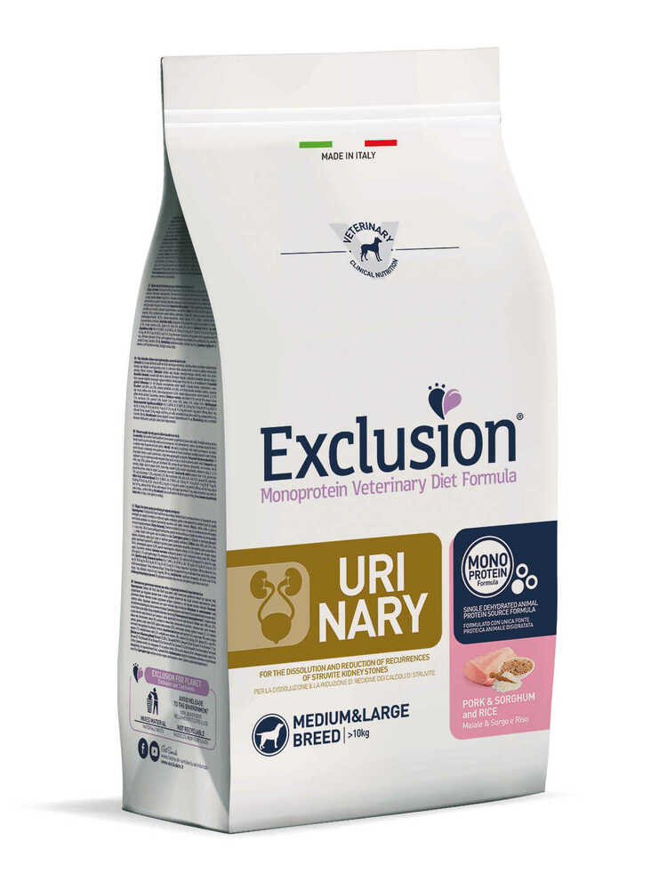 Karma dla psa Exclusion Urinary średnie/duże rasy wieprzowina, sorgo i ryż 2kg 1