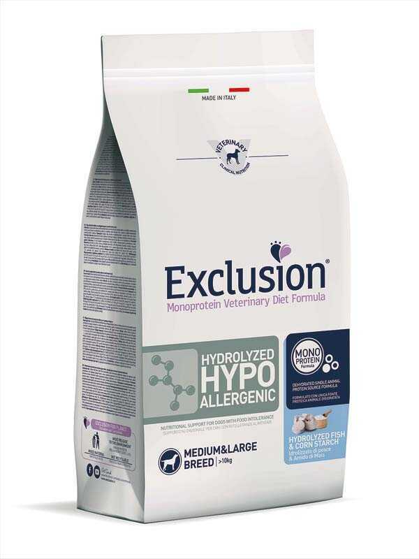 Karma dla psa Exclusion Hydrolyzed Hypoallergenic średnie/duże rasy ryba i skrobia kukurydziana 12kg 1