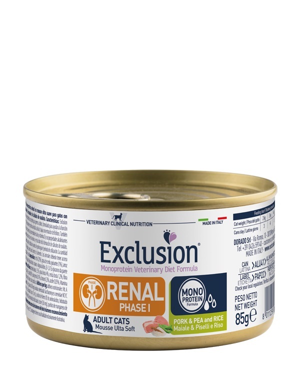 Mokra karma dla kota Exclusion Renal Faza I - Wieprzowina & Groch i Ryż 85g 1