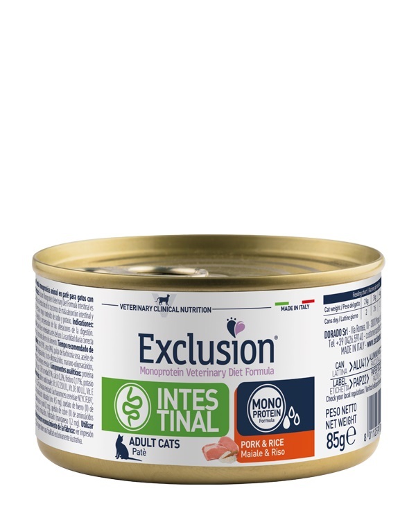 Mokra karma dla kota Exclusion Intestinal wieprzowina i ryż 85g 1