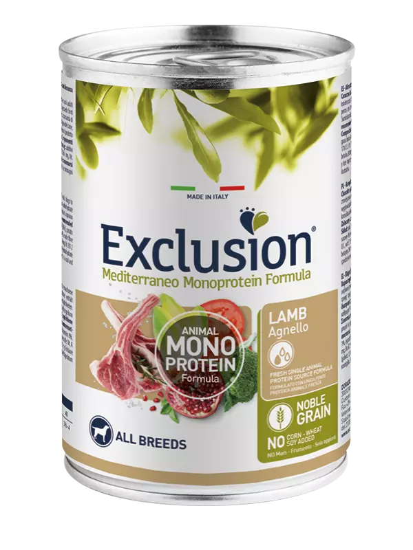 Mokra karma dla psa Exclusion Mediterraneo dorosłe psy jagnięcina 400g 1
