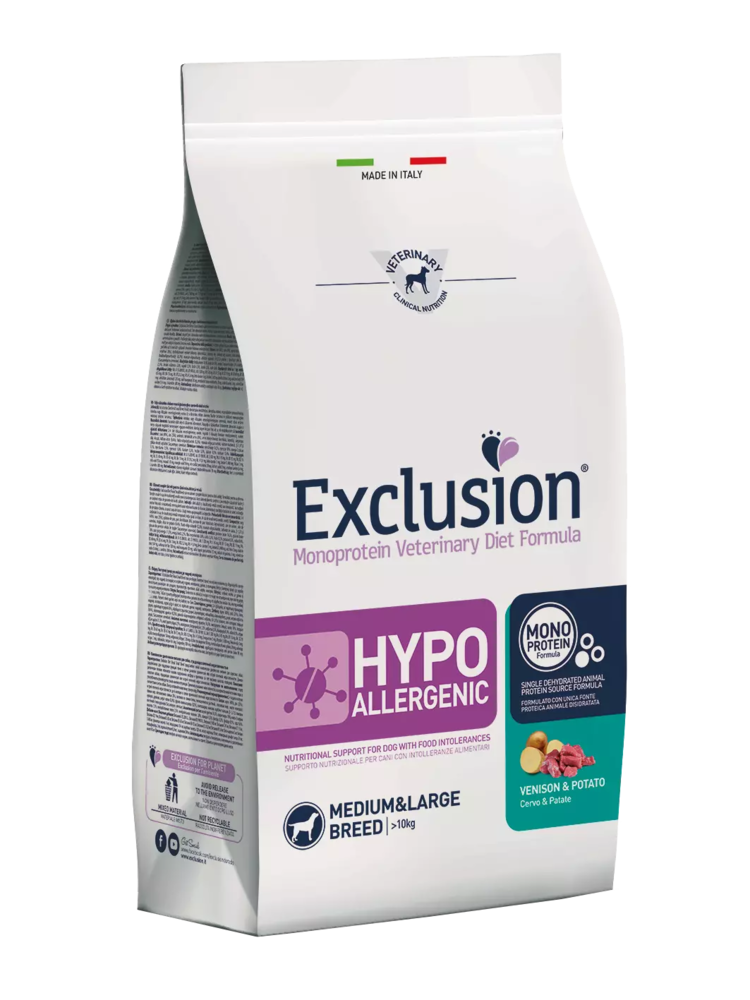 Karma dla psa Exclusion Hypoallergenic średnie/duże rasy psów jeleń i ziemniaki 12kg 1