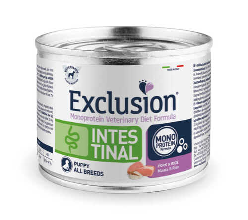 Mokra karma dla szczeniaka Exclusion Intestinal wieprzowina i ryż 200g 1