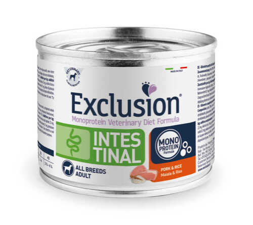 Mokra karma dla psa Exclusion Intestinal dorosłe psy wieprzowina i ryż 200g 1
