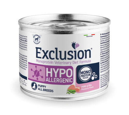 Mokra karma dla szczeniaka Exclusion Hypoallergenic wieprzowina i groszek 200g 1