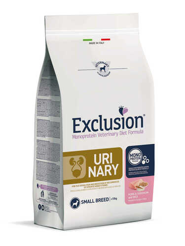 Karma dla psa Exclusion Urinary małe rasy wieprzowina, sorgo i ryż 2kg 1