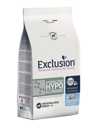 Karma dla psa Exclusion Hydrolyzed Hypoallergenic średnie/duże rasy ryba i skrobia kukurydziana 2kg 1