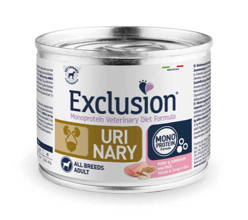 Mokra karma dla psa Exclusion Urinary dorosłe psy wieprzowina, sorgo i ryż 200g 1