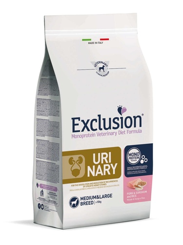 Karma dla psa Exclusion Urinary średnie/duże rasy wieprzowina, sorgo i ryż 12kg 1