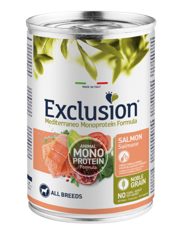 Mokra karma dla psa Exclusion Mediterraneo dorosłe psy łosoś 400g 1