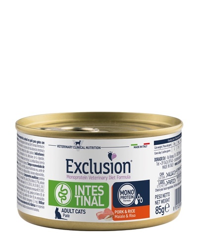 Mokra karma dla kota Exclusion Intestinal wieprzowina i ryż 85g 1