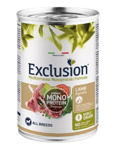 Mokra karma dla psa Exclusion Mediterraneo dorosłe psy jagnięcina 400g 1