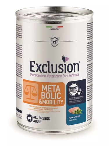 Karma Exclusion Metabolic & Mobility dla średnich/dużych ras psów wieprzowina i błonnik 400g 1